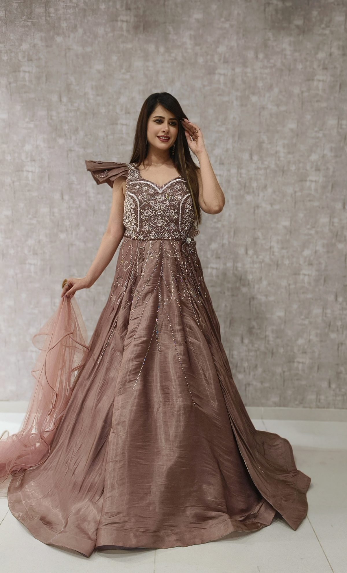 Dusty Rose Embroidered Ballgown