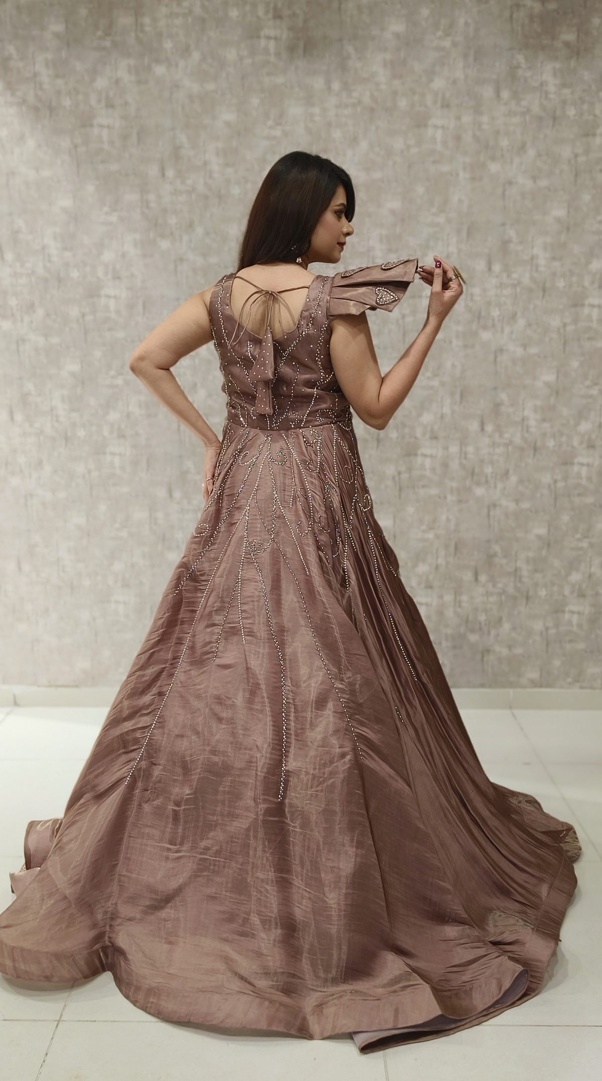 Dusty Rose Embroidered Ballgown — view 2