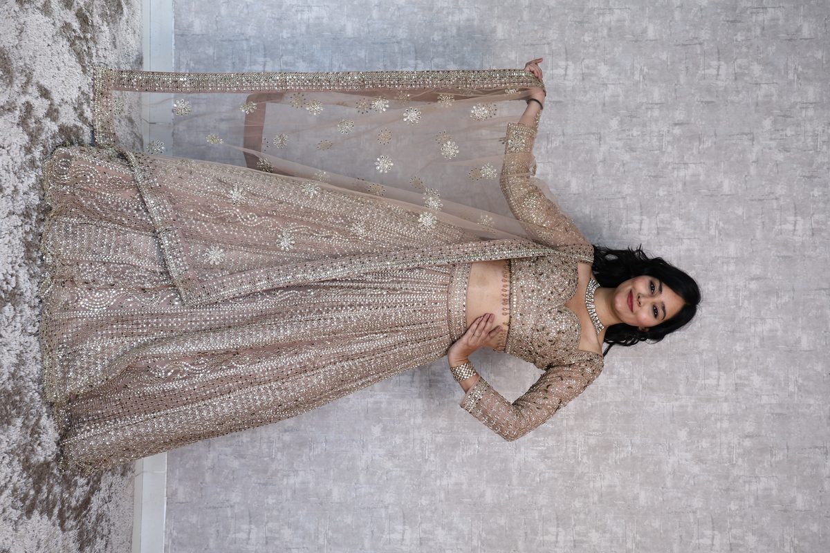 Champagne Sequin Bridal Lehenga