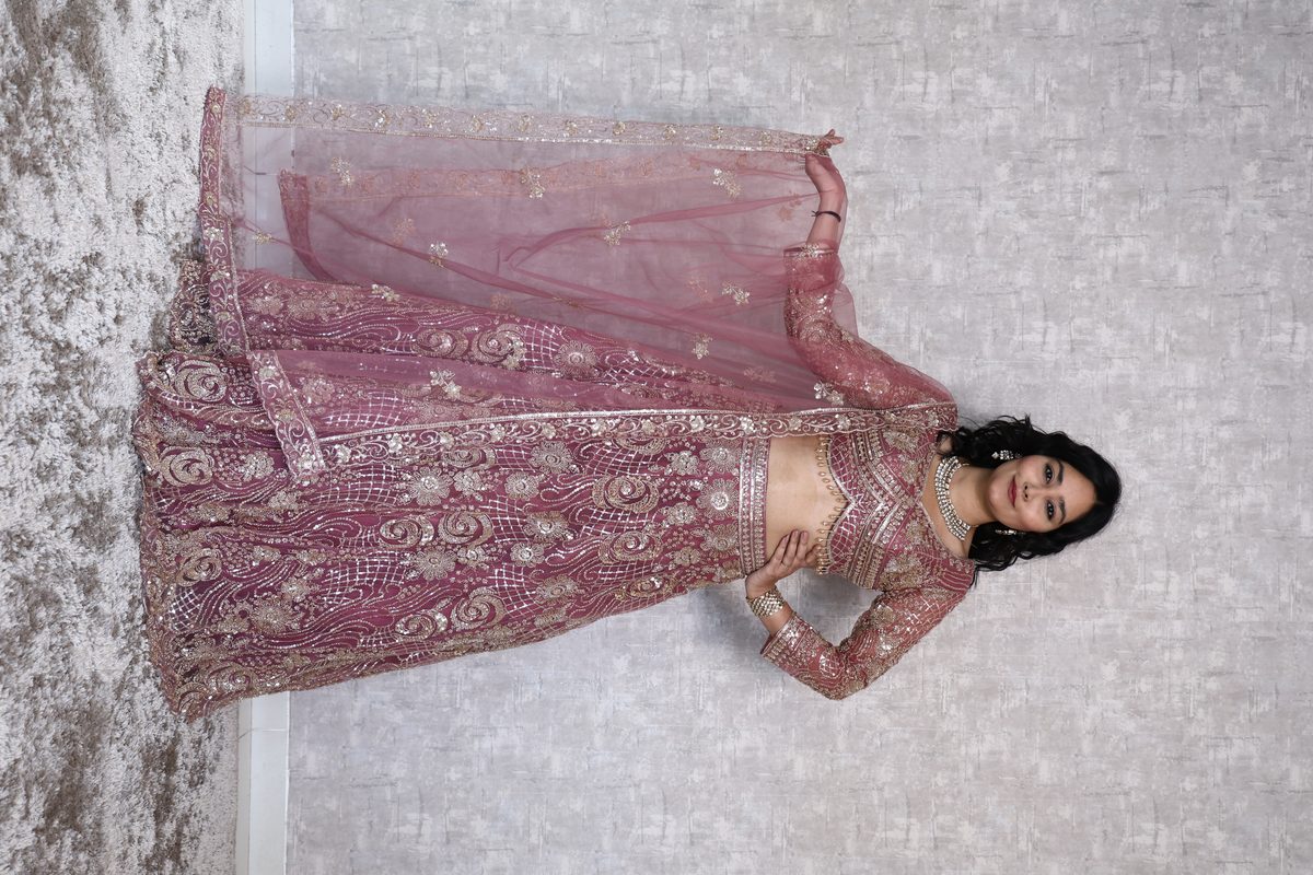 Dusty Rose Embroidered Lehenga