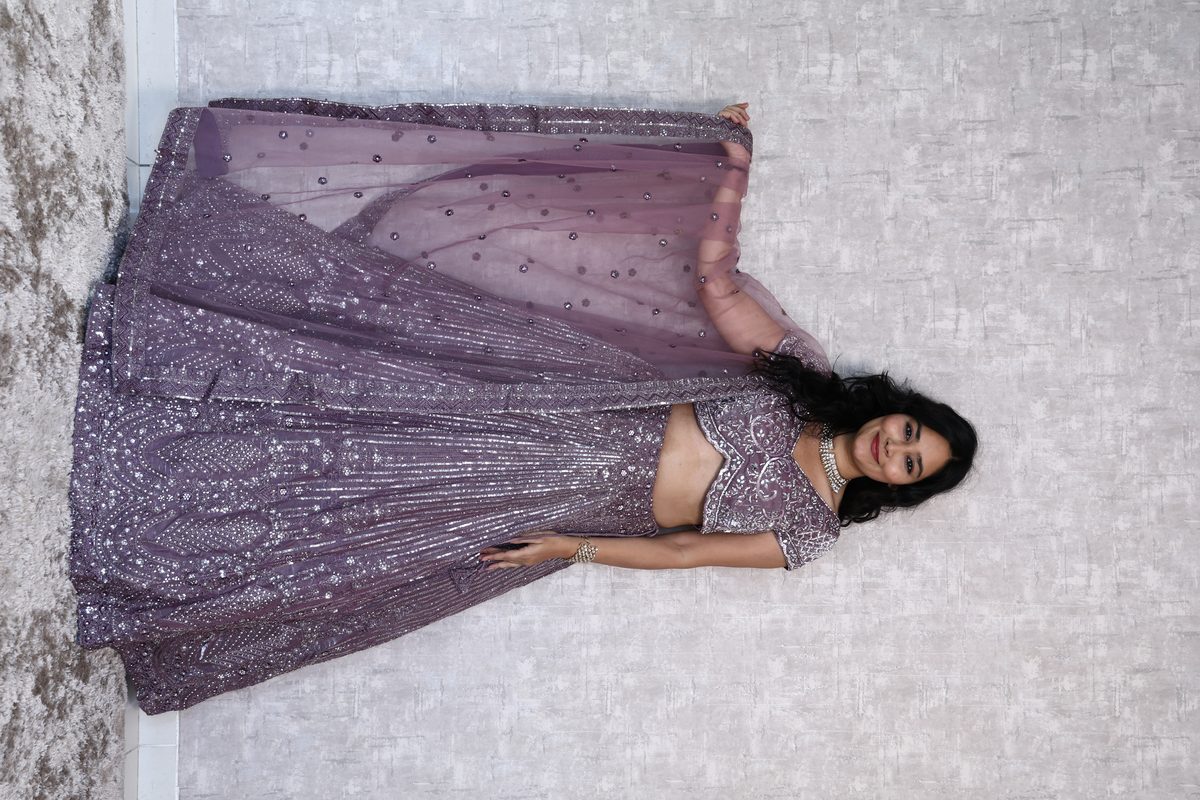 Mauve Purple Sequin Lehenga